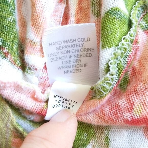 J Jill Love Linen Top Medium Women's Floral Tropical Tie Front Beach Green Pink - Picture 7 of 8